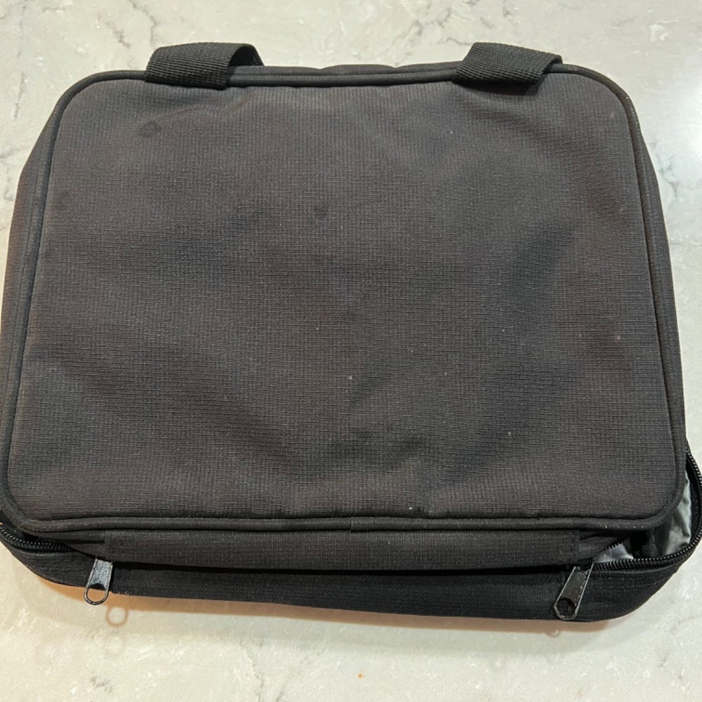 Black hanging canvas toiletry bag waterproof pockets - Picture 2 of 4